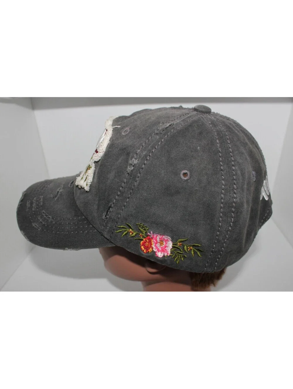 4350 District Mama Bear Embroidered Distressed Dark Gray Hat Cap One Size